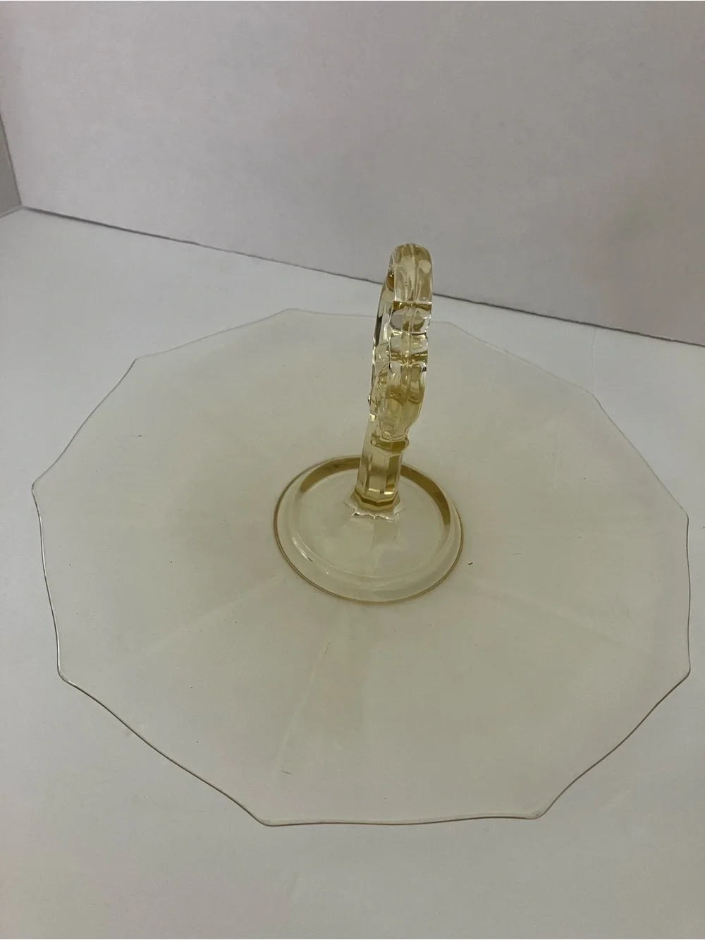 Cambridge Glass Topaz Tidbit Tray in Decagon Pattern